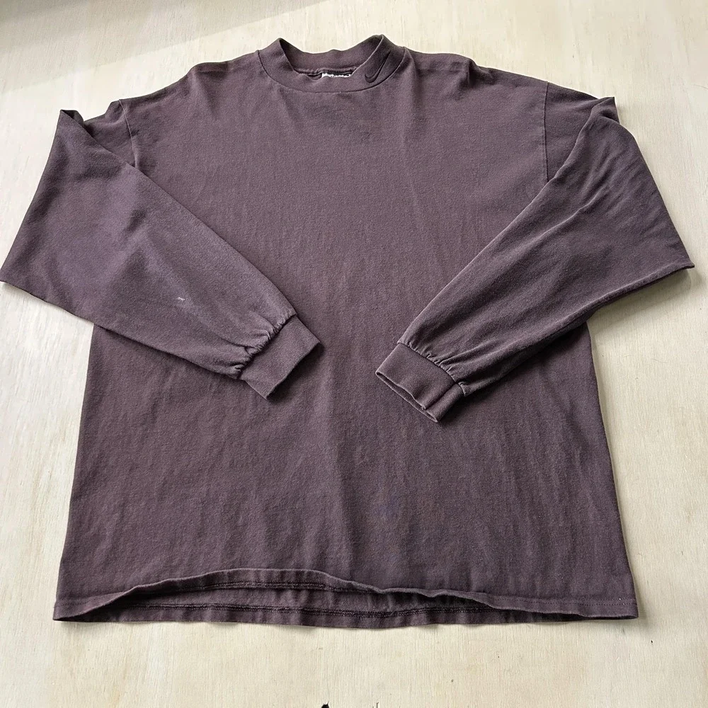 Vintage 80s 90s Nike Shirt Mens XL Brown Long Sleeve Made In USA Tee T-Shirt